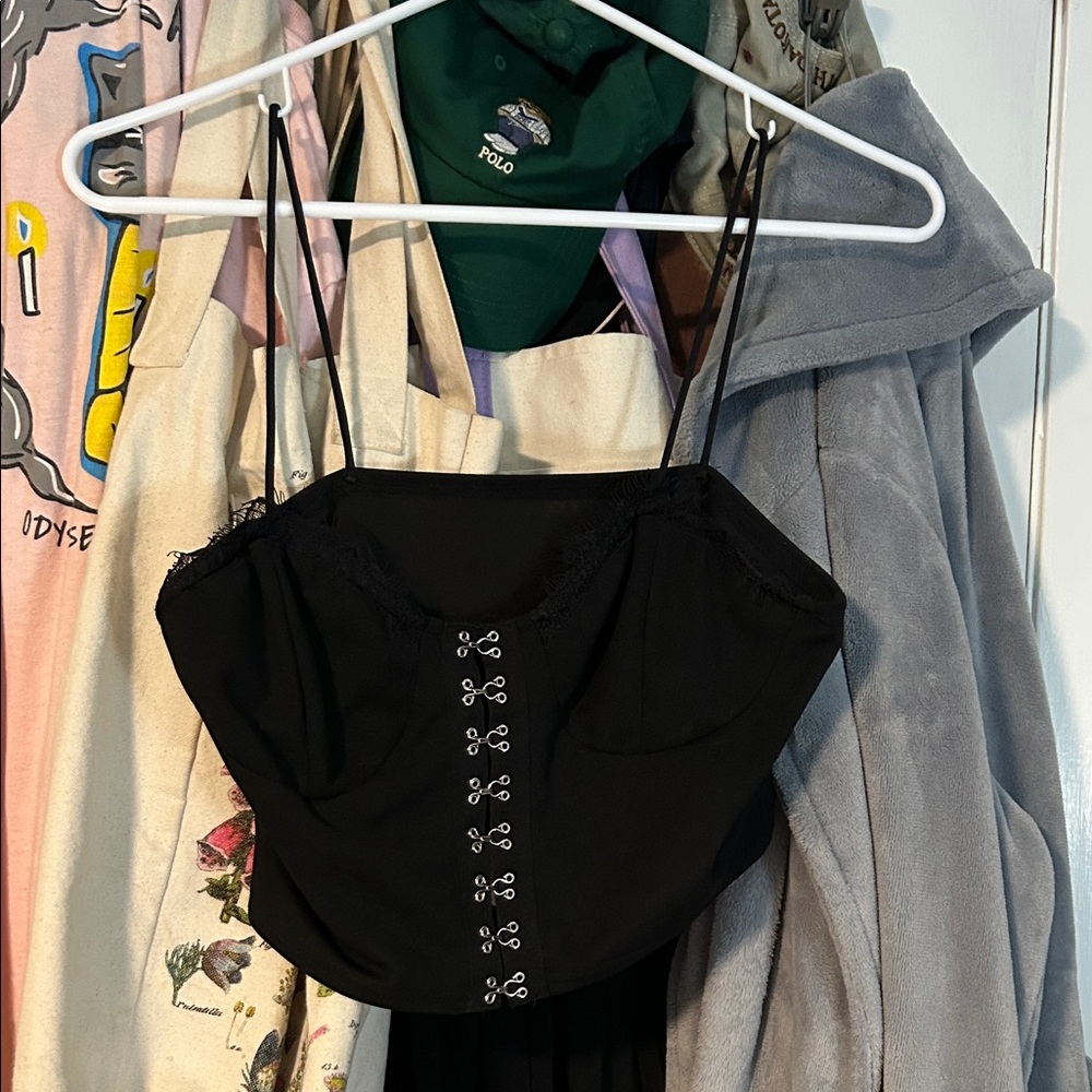 SHEIN Black Camisole with Hook Accents